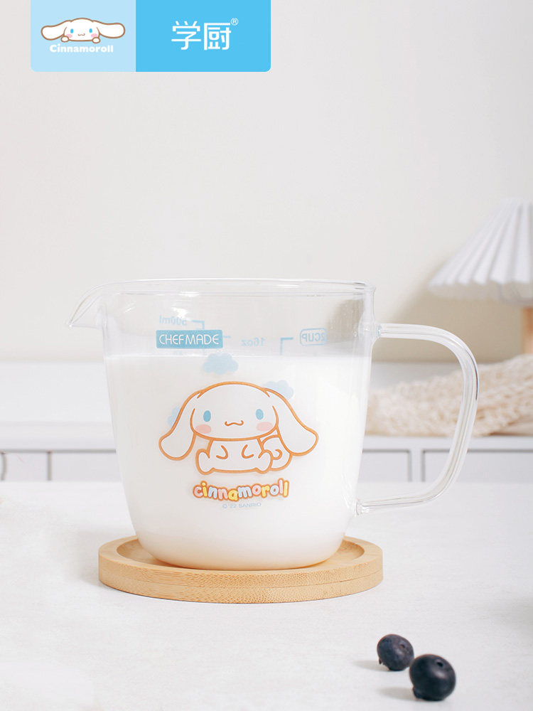 学厨玉桂狗量杯带刻度家用大容量耐高温大耳狗玻璃烘焙杯子500ml