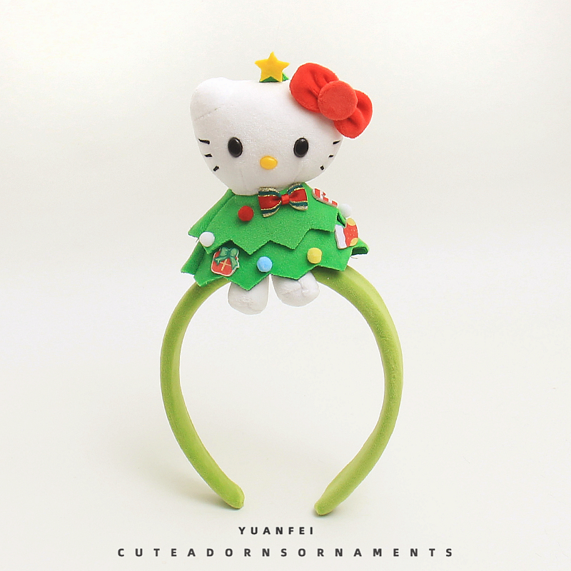 创意圣诞KT猫发箍可爱公仔卡通头饰少女卖萌拍照发卡节日搞怪头箍