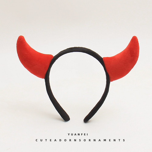 牛掰了～可爱红色牛角发箍万圣节搞怪恶魔角头饰派对装扮拍照发卡