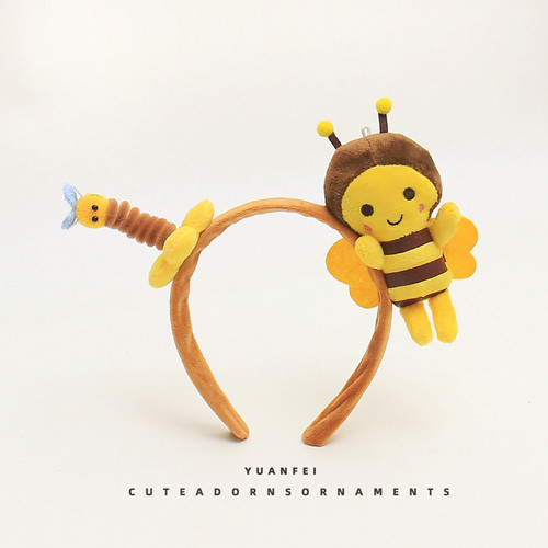 可爱扭扭棒小蜜蜂发箍创意卡通头饰卖萌拍照表演发卡搞怪昆虫头箍