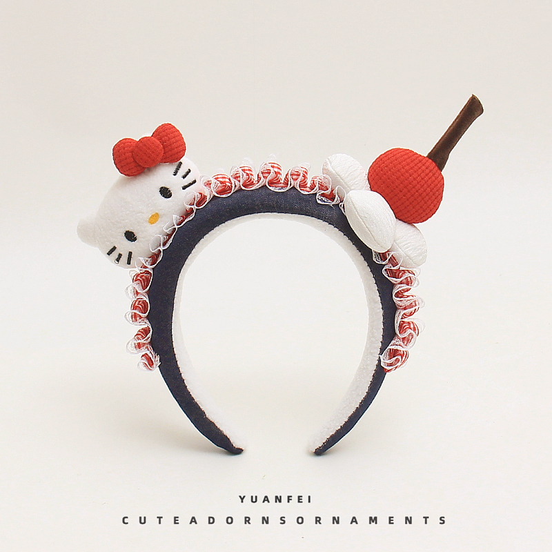 樱桃蕾丝花边KT猫发箍