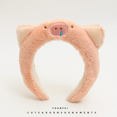 搞怪鼻涕小猪发箍可爱毛绒卡通头饰创意少女拍照表演发卡卖萌头箍