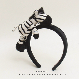 草原一匹斑马~创意斑马发箍可爱头箍森林动物园头饰卡通拍照发卡