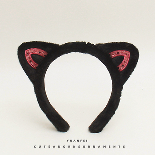 可爱猫耳朵发箍毛绒猫咪卡通头饰少女卖萌拍照发卡洗脸化妆头箍女