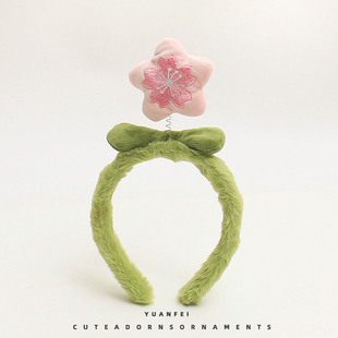 可爱桃花发箍创意招桃花卡通头饰卖萌毛绒拍照表演发卡女搞怪头箍