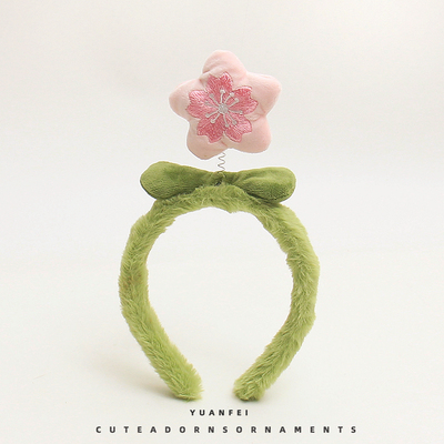 可爱桃花发箍创意招桃花卡通头饰卖萌毛绒拍照表演发卡女搞怪头箍