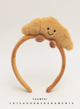 创造牛角包面包发箍可爱趣味食物卡通头饰搞怪拍照发卡卖萌头箍女