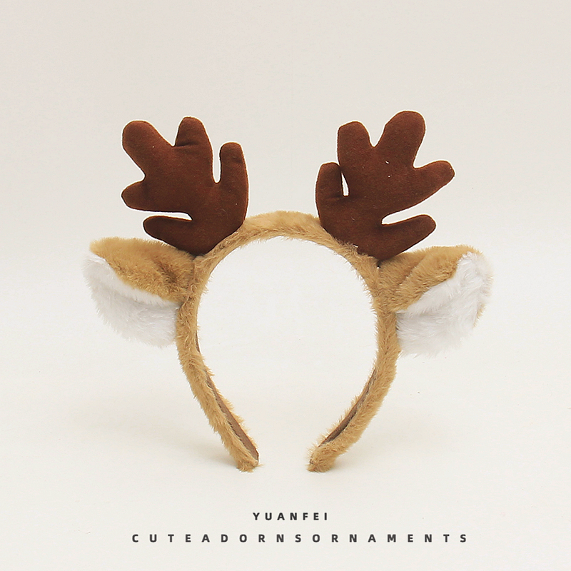 可爱毛绒圣诞鹿角发箍