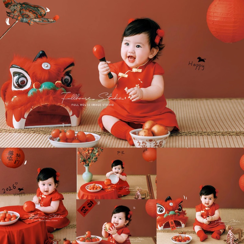 新中式红色儿童新年拜年服