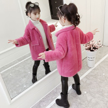 3岁4洋气童装 7儿童中长款 9毛呢大衣 女童秋冬装 水貂绒外套2019新款