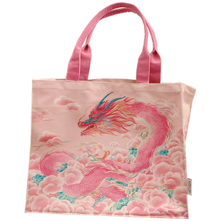 ANDCICI@龙行好运 粉红旺桃花~公主托特包单肩大容量帆布袋书包