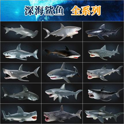 儿童仿真海洋海底生物模型巨齿鲨大白鲨虎鲨虎鲸鲨鱼动物玩具摆件