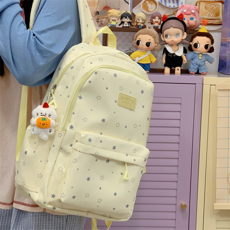 星星双肩包女款防泼水尼龙包韩系ins学生大容量轻便书包通勤背包