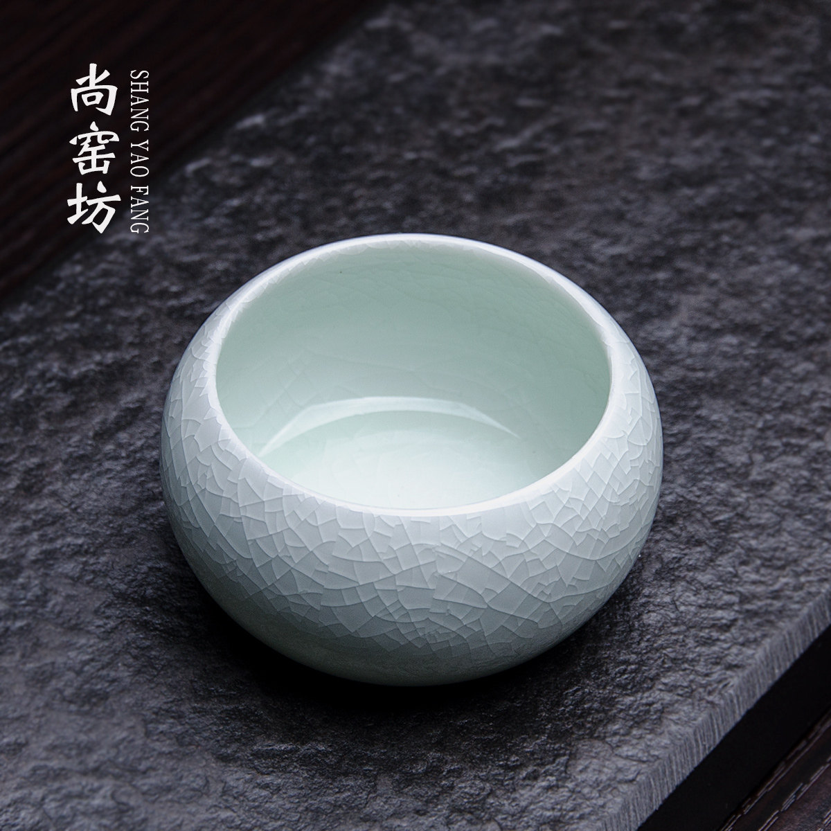 汝窑茶杯功夫茶具品茗杯 陶瓷复古主人杯喝茶杯开片可养小茶盏