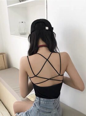 美背短款性感打底黑色吊带背心