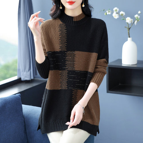 半高领羊毛衫女秋冬妈妈装