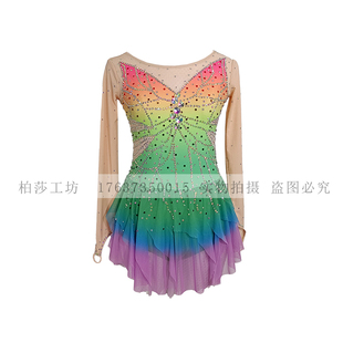 儿童成人女款 比赛考级表演服 裙a058 高端定制花样滑冰服装 DVWVB