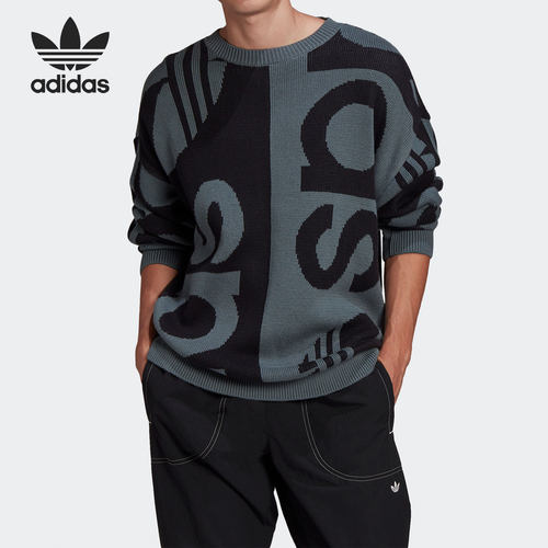 Adidas/阿迪达斯正品三叶草男子圆领印花休闲运动卫衣 GN3317