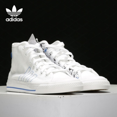 Adidas/阿迪达斯正品三叶草 NIZZA 男女高帮经典帆布休闲鞋EF1885