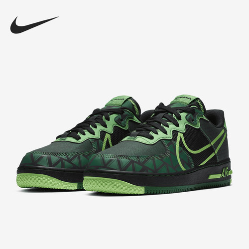 Nike/耐克正品Air Force1 react AF1黑绿 忍者神龟空板鞋CW3918