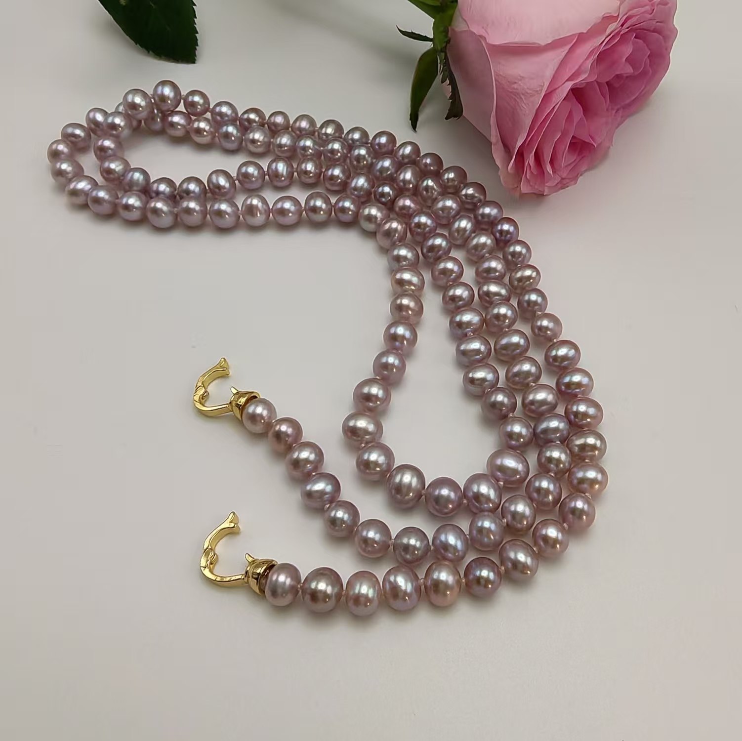 纯银双扣粉紫无核近圆8mm+天然淡水珍珠项链毛衣链近无瑕长90cm礼,珠宝/钻石/翡翠,颈饰,淘宝优惠券,粉丝福利购,淘宝优惠卷