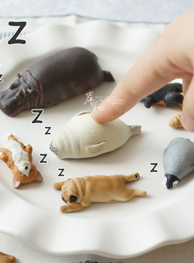 可爱休眠动物正版扭蛋摆件