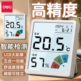 得力温湿度计室内温度计家用高精准度电子数显壁挂婴儿房计温度表