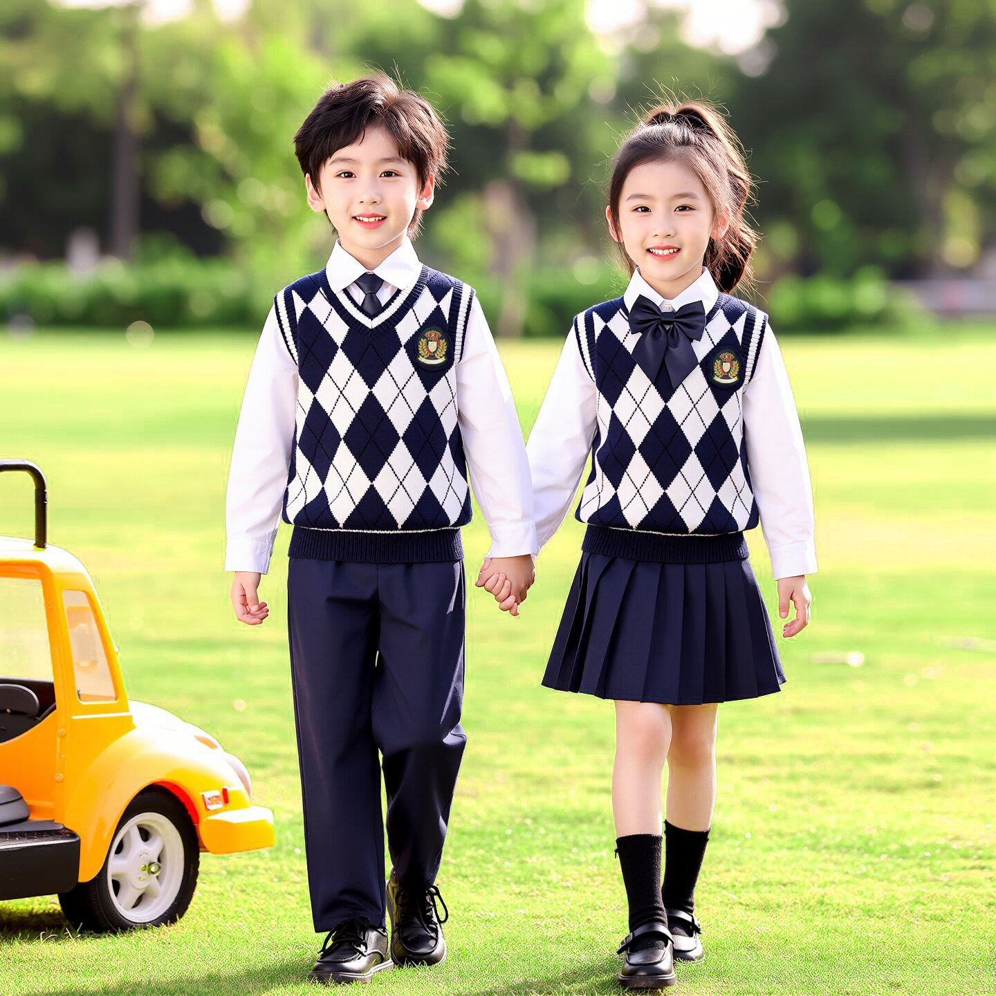 儿童合唱演出服马甲款校服学院风针织毛衣表演服套装幼儿园园服