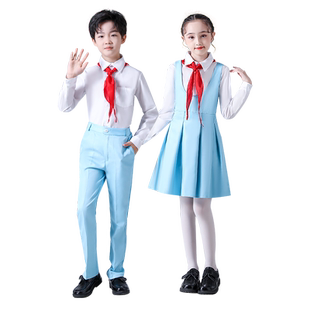 元旦儿童合唱演出服大合唱团主持人礼服小学生红歌朗诵演出服班服