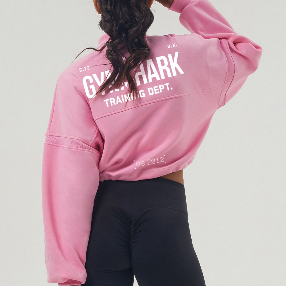 现货Gymshark女式春季卫衣半拉链外套跑步宽松长袖柔软亲肤卫衣