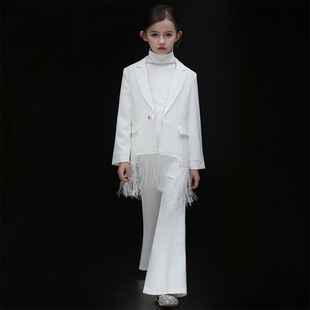 女童西装儿童礼服模特走秀时装钢琴演奏主持人套装潮服演出晚礼服