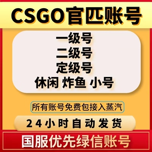 CSGO官匹账号国服国际服小号休闲竞技优先绿信一级二级定级炸鱼号