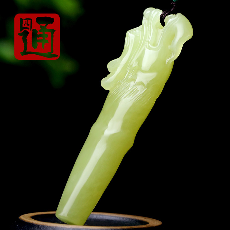 甄选老料色均料细竹节上雕刻龙头