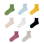 无骨卷边短袜 夏季 薄款 Beeff女士 日系棉袜 网红JK白色纯色中短筒