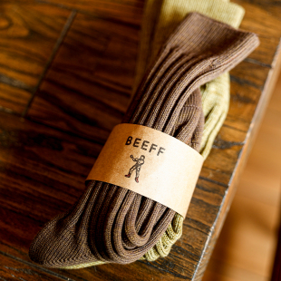 复古OLD粗线长袜 Vintage混合纱线无骨粗针袜 BEEFF 绿棕格林系