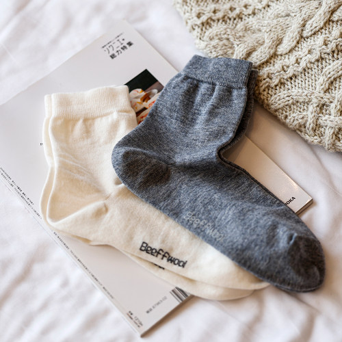 无骨发热保暖纯色直角羊毛袜