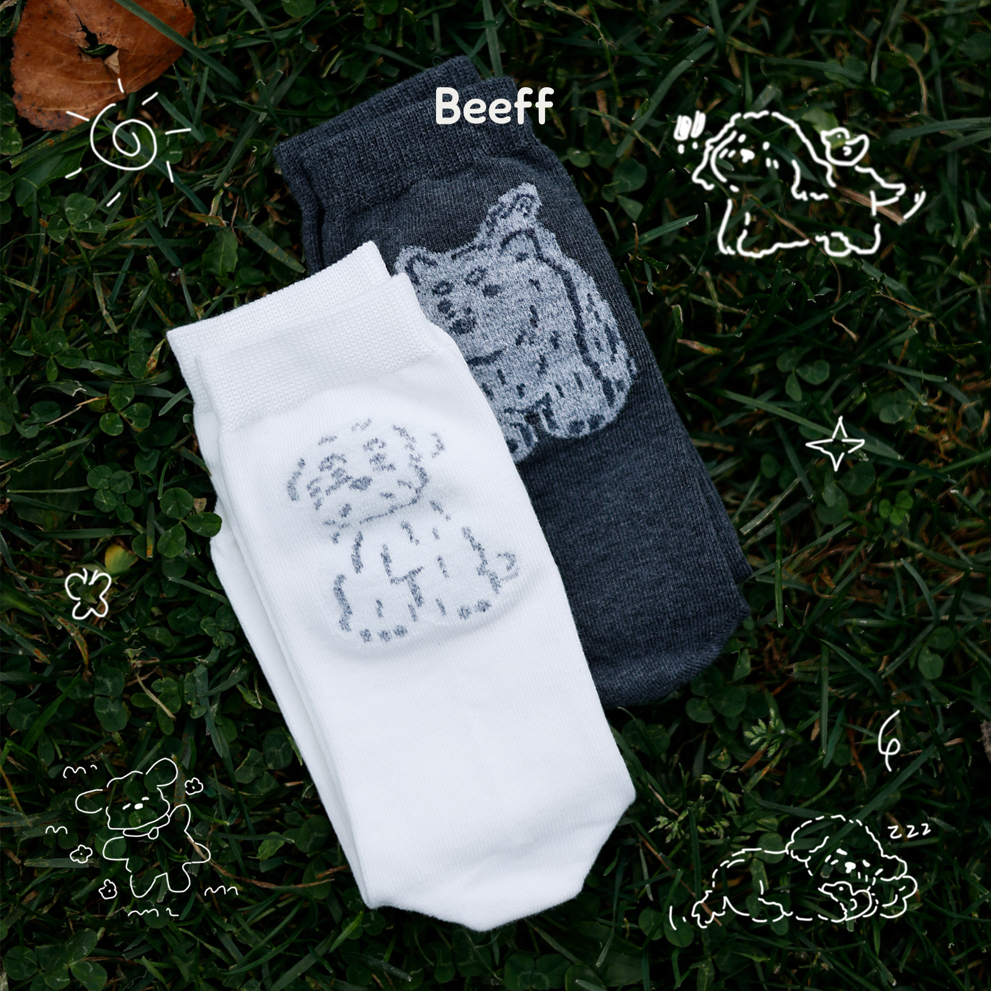 beeffsocks快乐小狗中筒袜秋款图片