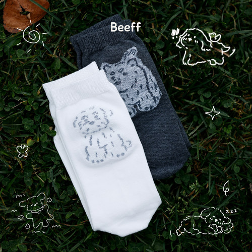 beeffsocks快乐小狗中筒袜秋款