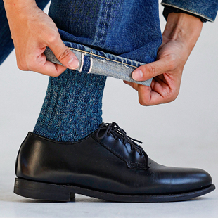 牛仔 丹宁岛 养牛落色 60针短筒袜 长绒棉 Beeff 复古粗针针织