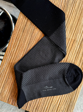 Beeff 人字纹绅士袜 经典复古 商务西装袜 丝光棉夏季薄款袜 high