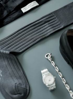 Beeff 14x2坑条绅士袜 经典设计 商务西装袜 丝光棉夏天 薄 high