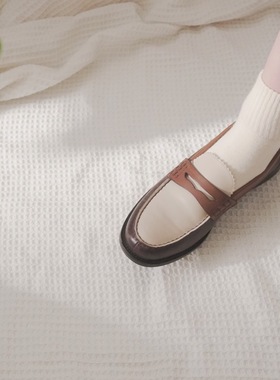 beeff女/两双 纯色无骨有机棉短筒袜春季乳白色复古袜子