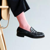 轻薄透 Beeff high 240针丝光棉正装 袜高端男袜 9x1 粉色绅士袜