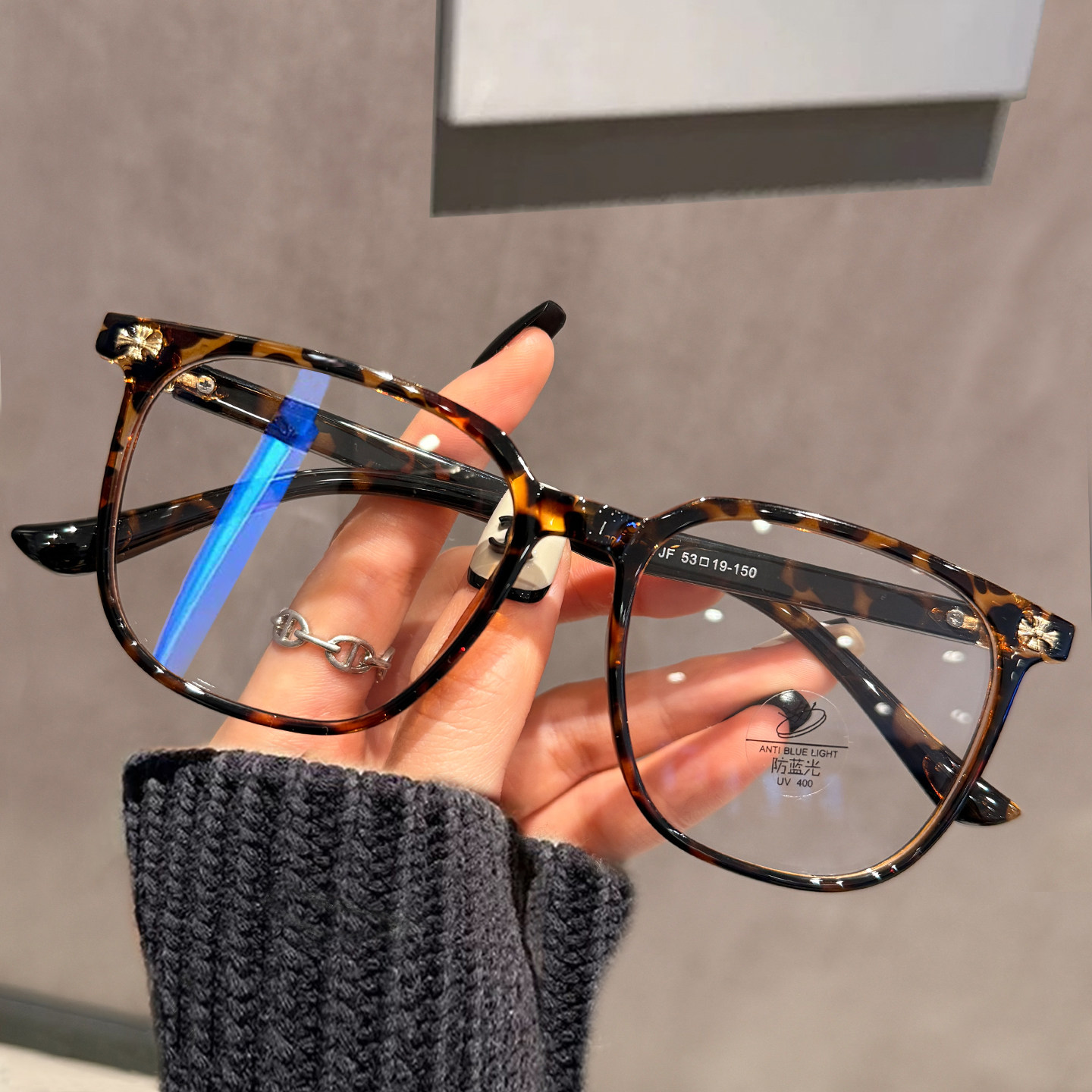 复古玳瑁大框近视眼镜男女