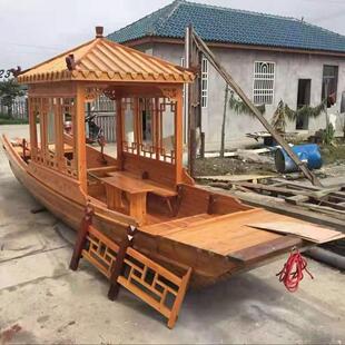 单亭船木船旅游中国风木船仿古乌镇老式船旅游船影视道具船高低篷