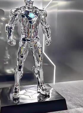 酒吧网咖发光钢铁侠雕塑模型