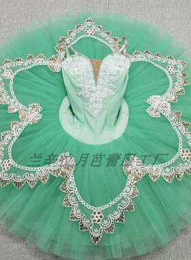 绿色芭蕾tutu蓬蓬裙女童成人儿童纱裙团体舞蹈比赛演出服表演服