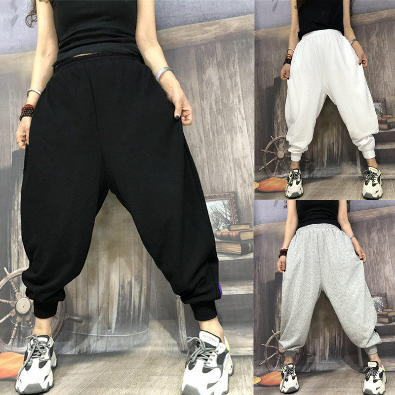 素倩（服饰）夏季薄款休闲裤女大码宽松文艺哈伦裤百搭显瘦九分裤