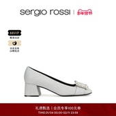 Rossi 单鞋 SR女鞋 Sergio PRINCE系列粗跟钻扣方跟高跟鞋 婚鞋