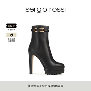 Sergio SR女鞋 NORA系列复古优雅细跟高跟短靴踝靴女 Rossi